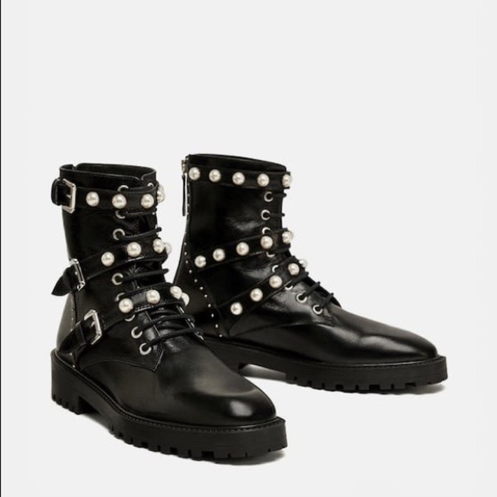COPY - Zara Combat Boots with Pearls